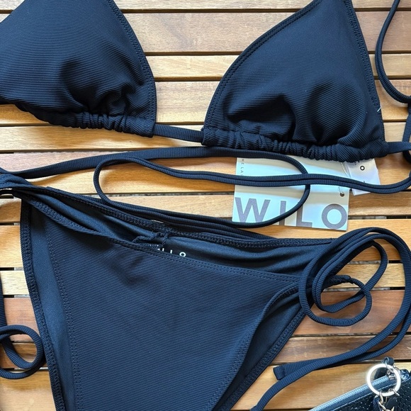 Wilo The Label Other - Large NWT Black Triangle Bikini Set Adjustable Straps Swim​​